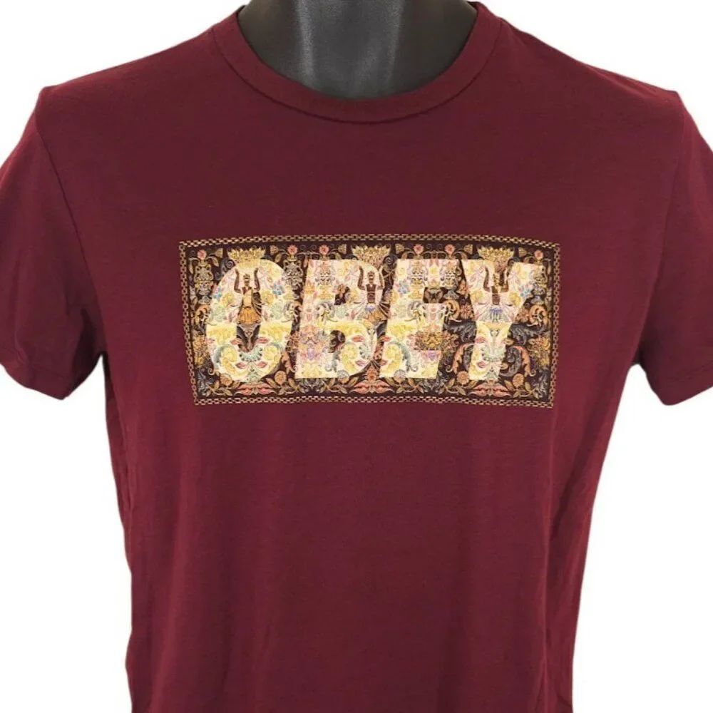 Obey Propaganda T Shirt Womens Size Small Red Floral Streetwear